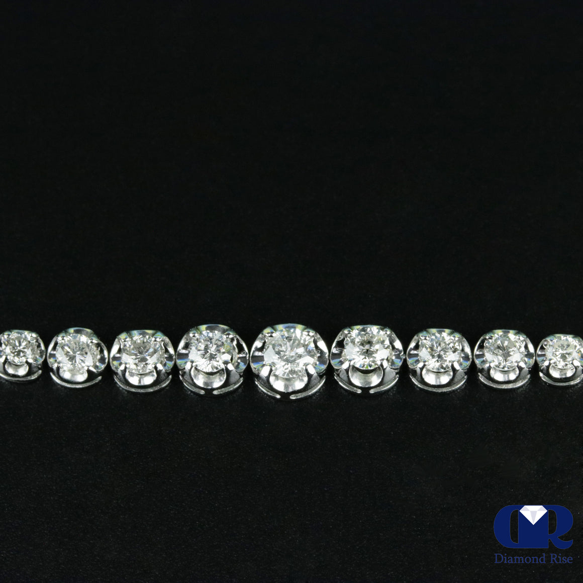 2.49 Carat Round Cut Diamond Tennis Bracelet In 14K White Gold 7.5" - Diamond Rise Jewelry