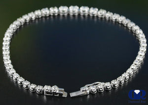 2.49 Carat Round Cut Diamond Tennis Bracelet In 14K White Gold 7.5" - Diamond Rise Jewelry