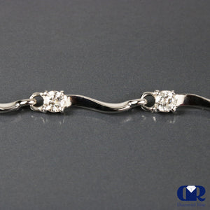 1.45 Carat Round Cut Diamond Twisted Style Tennis Bracelet 14K White Gold - Diamond Rise Jewelry