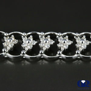 2.48 Carat Round Cut Diamond Floral Shaped Bracelet In 18K White gold - Diamond Rise Jewelry