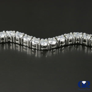 Women's 6.00 Carat Round Cut Diamond Wave Shaped Tennis Bracelet In 14K White Gold - Diamond Rise Jewelry