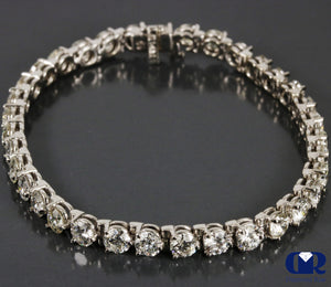 Natural 11.55 Carat Round Cut Diamond Tennis Bracelet 14K White Gold 7"