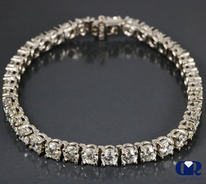 Natural 12.16 Carat Round Cut Diamond Tennis Bracelet 14K White Gold 7"