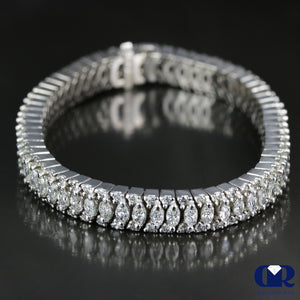 Heavy 11.42 Carat Diamond Tennis Bracelet In 14K White Gold - Diamond Rise Jewelry