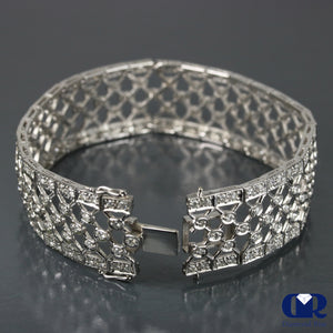 Women's 4.50 Ct. Round Cut Diamond Vintage Style Bracelet In 14K White Gold - Diamond Rise Jewelry