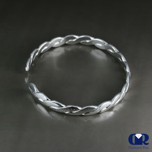 Handmade Twisted Open Bangle In 10K Solid Gold - Diamond Rise Jewelry