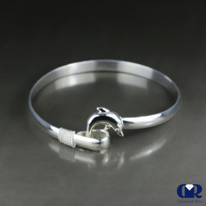 Solid 10K Gold Adjustable Dolphin Design Bangle Bracelet - Diamond Rise Jewelry