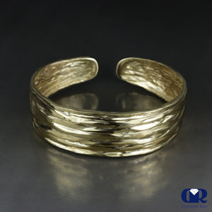 Handmade Diamond 10K Solid Gold Open Bangle Bracelet - Diamond Rise Jewelry