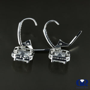 Princess Cut Diamond Drop Earrings With Lever back In 14K White Gold - Diamond Rise Jewelry