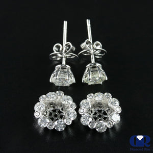 2.20 Carat Diamond Jacket Stud Earrings 18K White Gold With post - Diamond Rise Jewelry