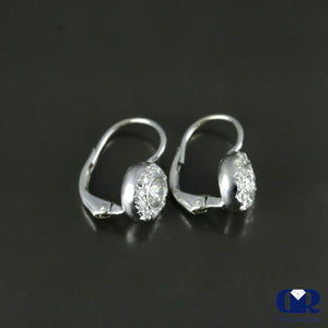 Round Cut Diamond Hoop Drop Earrings In 14K White Gold - Diamond Rise Jewelry