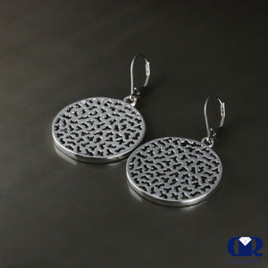 Large White Gold Drop Earrings With lever Back - Diamond Rise Jewelry