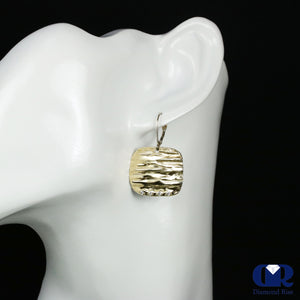 Handmade Diamond Dangle Drop Earrings In 10K Gold With Lever back - Diamond Rise Jewelry