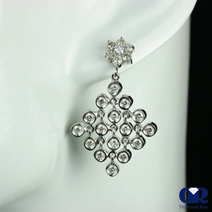1.50 Carat Round Cut Diamond drop dangle Earrings With Screw Back 18K White Gold - Diamond Rise Jewelry