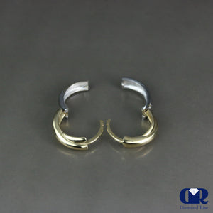 14K Two Tone Gold Twisted Huggie Earrings - Diamond Rise Jewelry