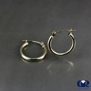 14K Yellow Gold Hoop Earrings Hollow Center - Diamond Rise Jewelry