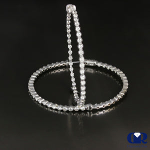 2" Diamond Inside Outside Large Hoop Earrings In 14K White Gold - Diamond Rise Jewelry
