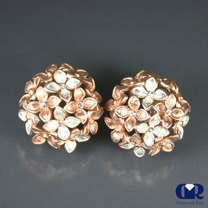 Diamond Flower Blooming Earrings In 14K Rose Gold - Diamond Rise Jewelry
