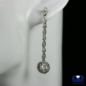 Round Diamond Drop Earrings In 18K White Gold With Post - Diamond Rise Jewelry