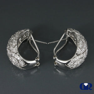 0.80 Carat Diamond Huggie Hoop Earrings In 14K White Gold With Omega Back - Diamond Rise Jewelry