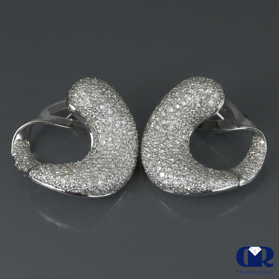 Large 6.00 Carat Round Cut Diamond Earrings In 14K White Gold With Lever Back - Diamond Rise Jewelry