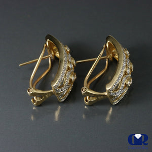 1.15 Carat Round Cut Diamond Earrings In 14K Yellow Gold With Omega Back - Diamond Rise Jewelry