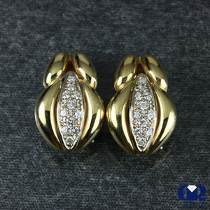 0.75 Ct Diamond Hoop Huggie Earring IN 14K Gold With Omega Back - Diamond Rise Jewelry