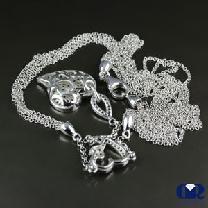 Diamond Triple Heart Drop Pendant Necklace In 18K White Gold - Diamond Rise Jewelry
