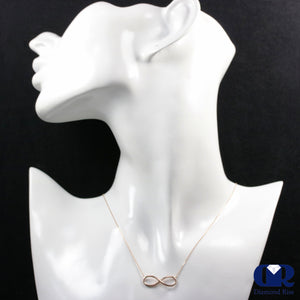 Classic Infinity Pendant 14K Rose Gold Necklace Adjustable Chain - Diamond Rise Jewelry