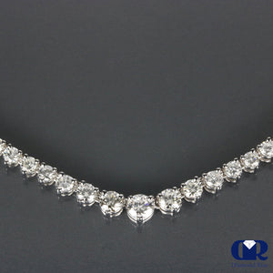 Natural 8.10 Carat Diamond Graduated Tennis Necklace 14K White Gold 17"