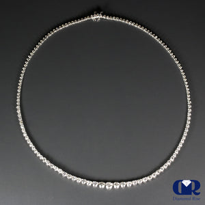 Natural 7.76 Carat Diamond Graduated Tennis Necklace 14K White Gold 16.5"