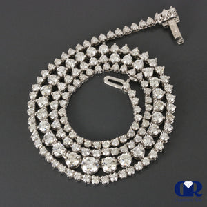 Natural 8.10 Carat Diamond Graduated Tennis Necklace 14K White Gold 17"