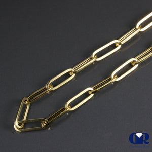 20" 14K Yellow Gold Paper Clip Link Chain Necklace