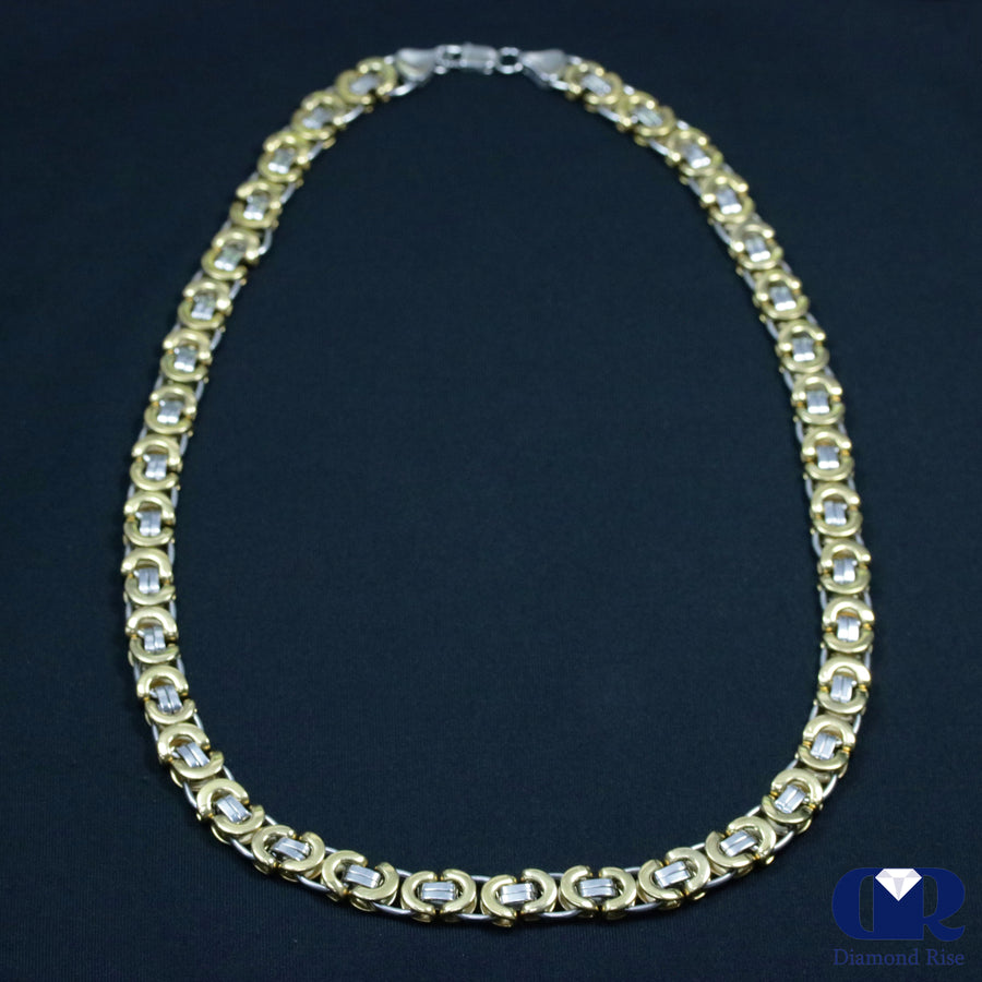 Solid 14K Gold 10.90 mm Byzantine chain necklace In 24" - Diamond Rise Jewelry