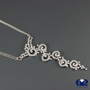 Diamond Necklace In 18K White Gold With Double Row 15" Cable Chain - Diamond Rise Jewelry
