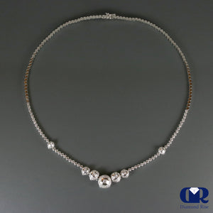 4.04 Ct Diamond Necklace In 18K White Gold 17" Chain - Diamond Rise Jewelry