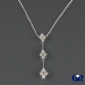 Round Cut Diamond Necklace In 14K White Gold With 16" Chain - Diamond Rise Jewelry