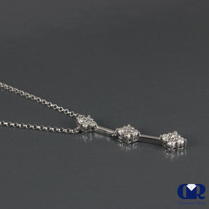 Round Cut Diamond Necklace In 14K White Gold With 16" Chain - Diamond Rise Jewelry