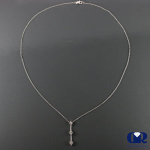 Round Cut Diamond Necklace In 14K White Gold With 16" Chain - Diamond Rise Jewelry