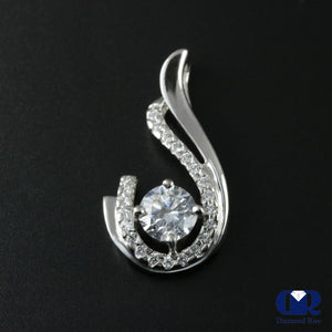 1.20 Ct Round Cut Diamond Slide Pendant Necklace 14K White Gold With Chain - Diamond Rise Jewelry