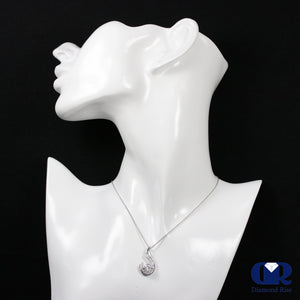 1.20 Ct Round Cut Diamond Slide Pendant Necklace 14K White Gold With Chain - Diamond Rise Jewelry