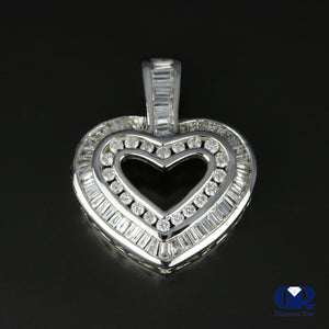 Women's Diamond Double Row Open Heart Pendant Necklace In 14K White Gold - Diamond Rise Jewelry