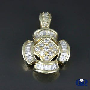 0.98 Carat Diamond Floral Pendant Necklace In 14K Yellow Gold - Diamond Rise Jewelry