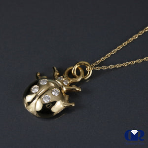 Diamond Ladybug Pendant In 14K Yellow Gold