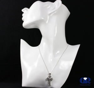 Women's 1.05 Carat Diamond Cross Pendant Necklace In 14K White Gold - Diamond Rise Jewelry