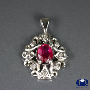 1.15 Ct Ruby & Diamond Pendant Necklace 14K With 16" Chain - Diamond Rise Jewelry
