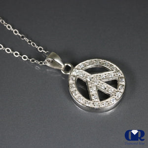 0.38 Ct Round Cut Diamond Peace Charm Pendant 14K Gold With 16" Chain - Diamond Rise Jewelry