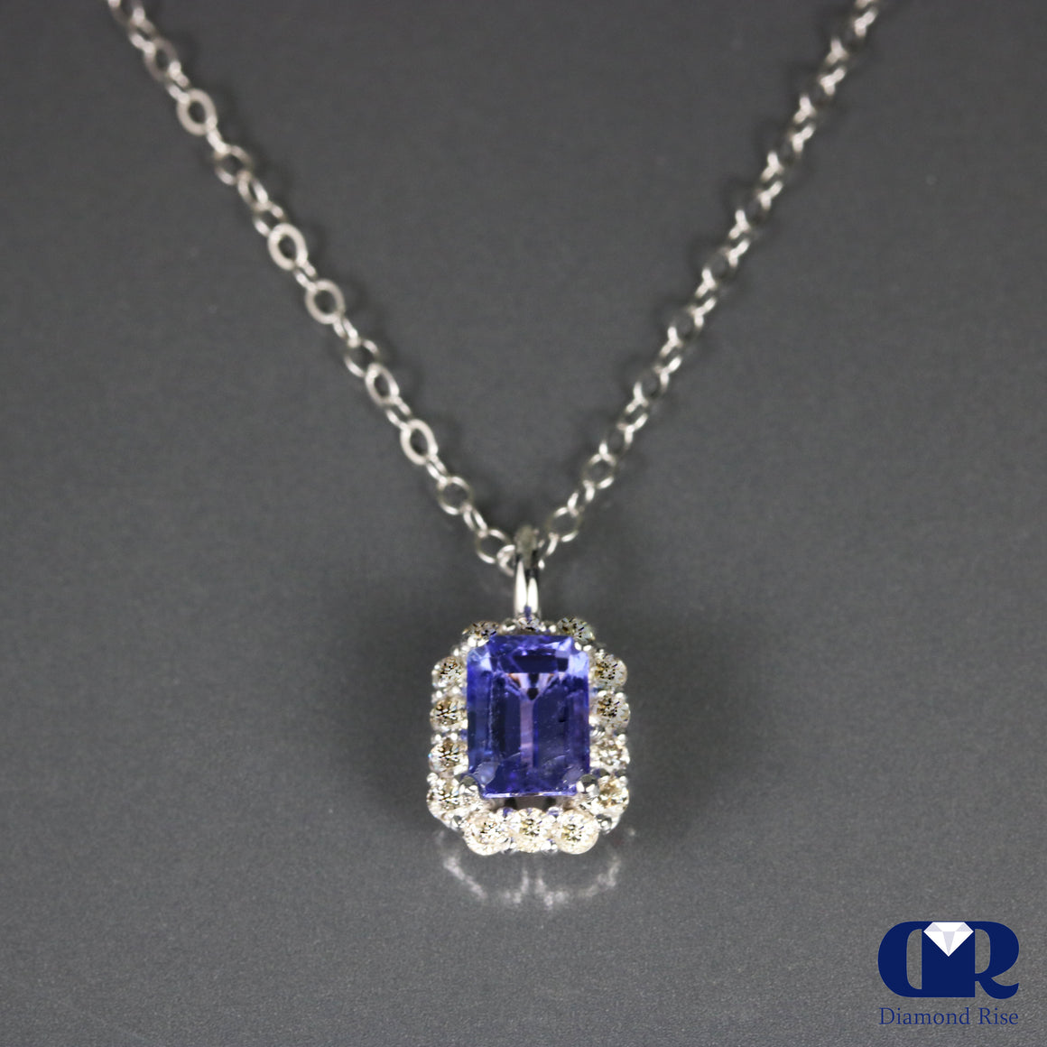 1.50 Carat Tanzanite & Diamond Pendant Necklace 14K Gold With 16" Chain - Diamond Rise Jewelry