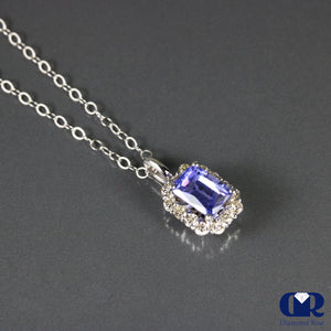 1.50 Carat Tanzanite & Diamond Pendant Necklace 14K Gold With 16" Chain - Diamond Rise Jewelry