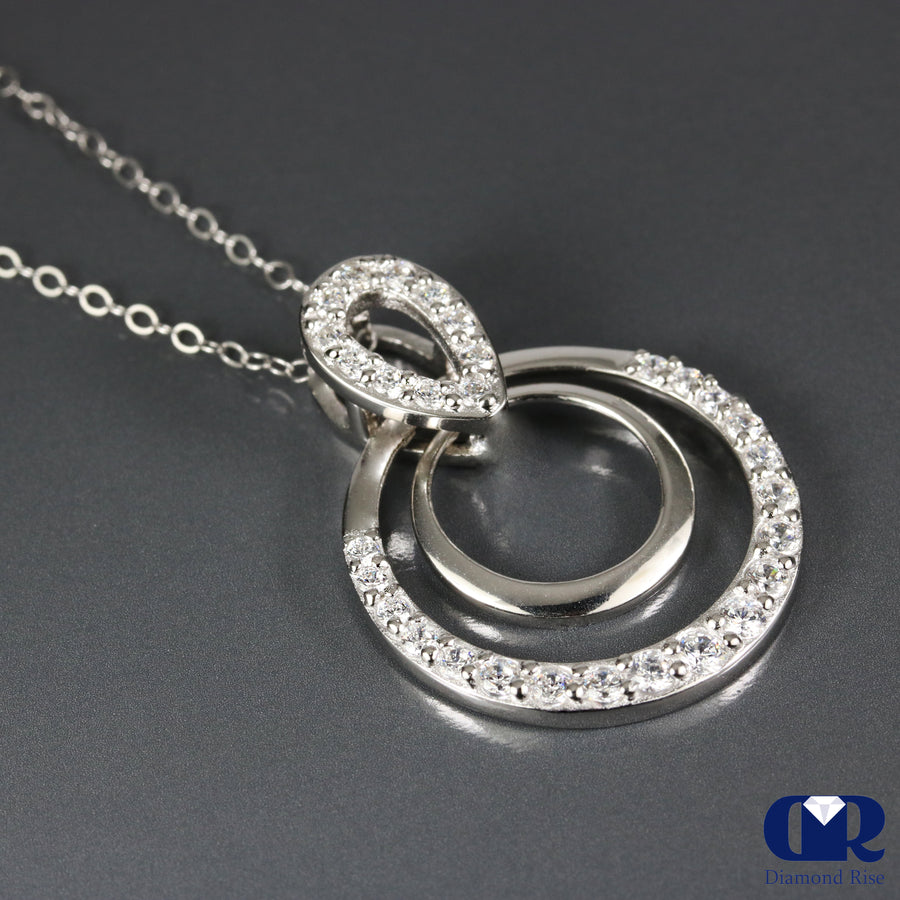 1.05 Carat Double Loop Pendant Necklace 14K Gold - Diamond Rise Jewelry